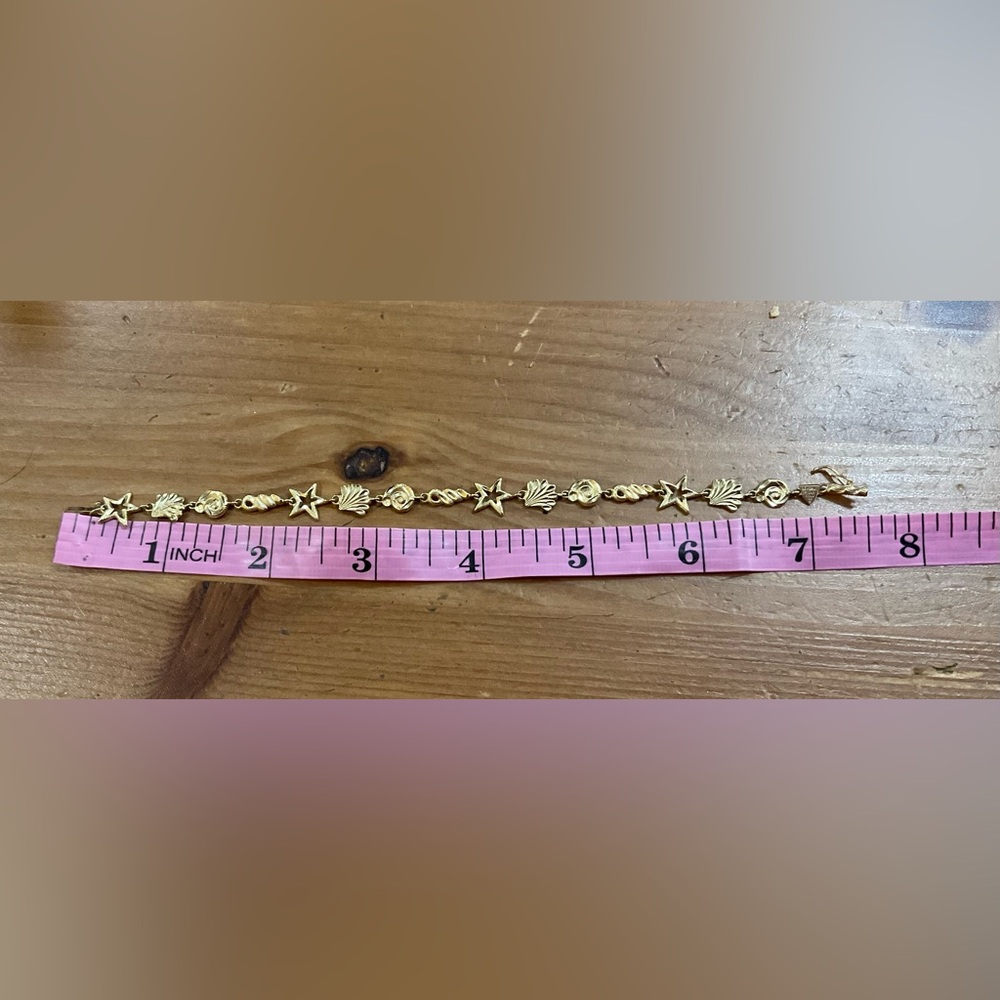 Beverly Hills Gold: 14k yellow gold ocean/sea life diamond cut vintage bracelet - Picture 5 of 9